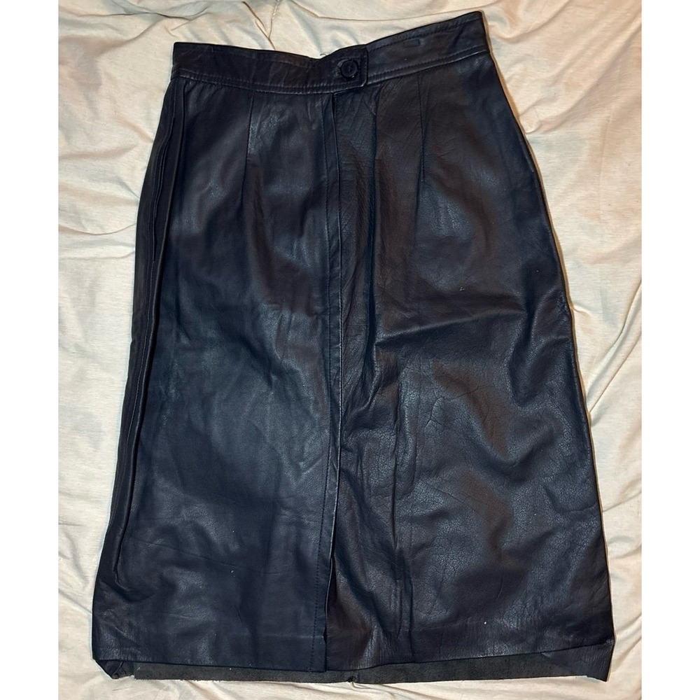JH Collectibles Vintage Black Genuine Leather‎ Pencil Skirt, Size 8